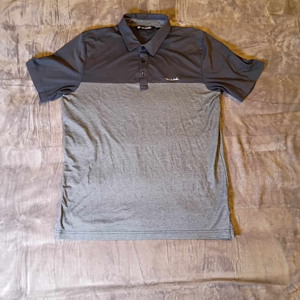 TravisMathew Mens Grey Colorblock Pima Cotton Blend Short Sleeve Golf‎ Polo L